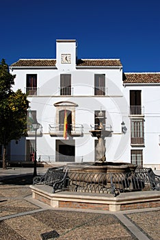 Fountain and town hall, Estepa, Spain. photo