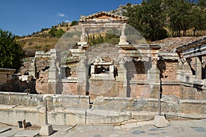 Fountain of Trajan, Nymphaeum Traiani, in Ephesus ancient city, Selcuk, Turkey