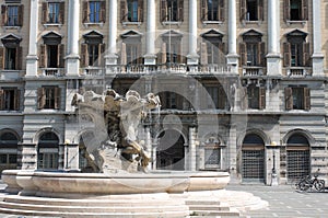 Fountain of the Tritons in Piazza Vittorio Veneto in Trieste, It