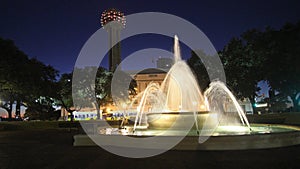 Fountain at Union station in Dallas at night