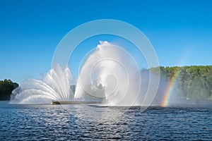 Fountain in Victory Park on the Svisloch river, Minsk, Belarus
