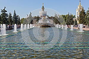 Fountain and the view on pavilion Ukraine of VDNH