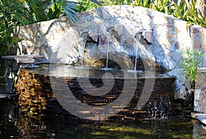 Fountain and water features at tropical paradise