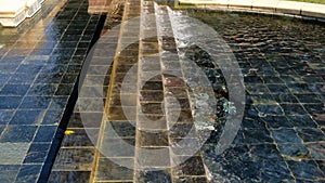 Fountain With Water Flowing Over Tiled Steps UCLA