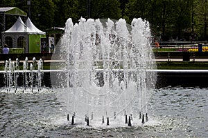 Fountain with water in Sokolniki Park
