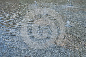 Fountain Water Texture Background, Falling Fresh Fountain Jets, Waterfall Splash Pattern, Summer Park