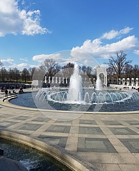 Fountain at the World War II Memorial, Washington D.C, United States