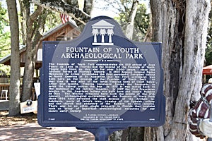 Fountain of Youth Archaeological Park Marker, Saint Augustine, Florida