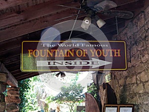 Fountain of Youth sign at St. Augustine, Florida