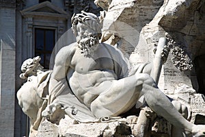 Fountain Zeus in Bernini's, Piazza Navona in Rome, Italy