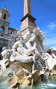 Fountain Zeus in Bernini's, Piazza Navona in Rome, Italy