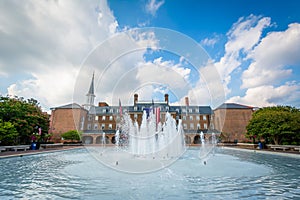 Fountains and City Hall, at Market Square, in Old Town, Alexandria, Virginia. photo