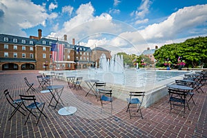 Fountains and City Hall, at Market Square, in Old Town, Alexandria, Virginia. photo