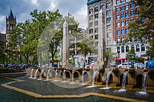 Fountains at Copley Square, in Back Bay, Boston, Massachusetts.