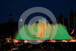 Fountains of the Font Magica in Barcelona at night, Spain photo