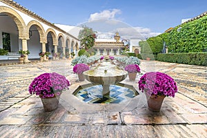Fountains in garden in Cordoba, Andalusia, Spain photo