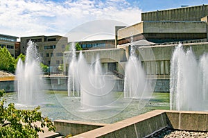 Fountains at Ithaca College`s Performing Arts Center