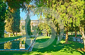 The fountains in Mussala Gardens, Shiraz, Iran