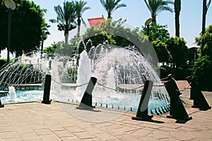 Fountains in the park of the 100th anniversary of Ataturk Alanya, Turkey