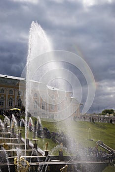 Fountains in Peterhof. Peterhof also called Russian Versailles