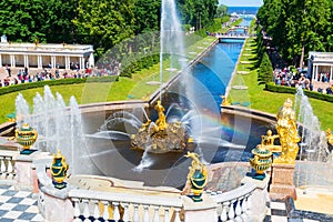 Fountains in Petrodvorets at Peterhof, Saint Petersburg photo