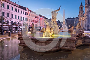 Fountains in Piazza Navona in Rome, Italy