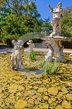 Fountains in the Queluz palace gardens.