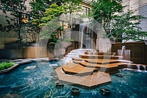 Fountains at Thomas Polk Park, in Uptown Charlotte, North Carolina.