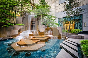 Fountains at Thomas Polk Park, in Uptown Charlotte, North Carolina.