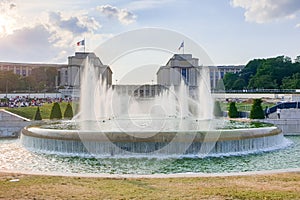 Fountains of Trocadero, in Paris France.