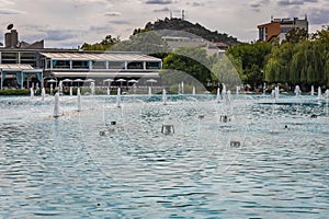 Fountains in Tsar Simeon park in Plovdiv, Bulgaria