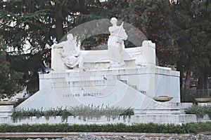 Fountan of Gaetano Donizetti in public park, Bergamo, Italy. Urban architectural photography photo