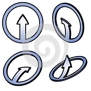 Four 3d blue arrows