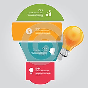 Four 4 elements of idea info graphic chart overlap vector bulb business shine