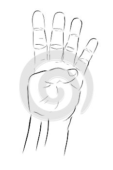 four 4 gesture simple vector draw sketch doodle man hand