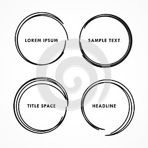 four abstract hand drawn circle frames