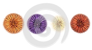 Four Abstract Spherical Objects with Radial Patterns