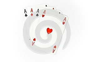 Four aces of cards isolated