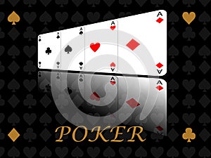 Four aces cards perspective vector illustration