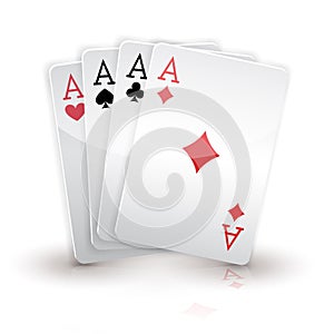 Four aces. Cards on white