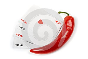 Four aces with chili isolated