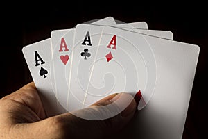 Four Aces in hand for play gamble.