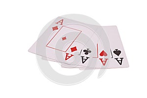 Four aces isolated on white