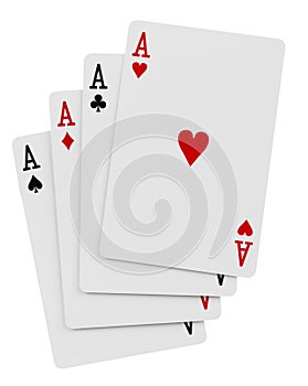 Four aces isolated on white background