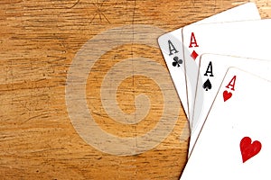 Four aces of a playing card deck