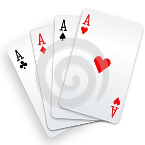 Four aces playing cards poker winner hand