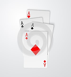 Four aces playing cards poker winner hand