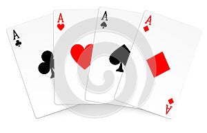 Four aces playing cards poker winner hand