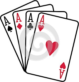 Four aces playing cards spades hearts diamonds clubs