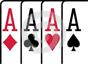 Four aces playing cards winning poker